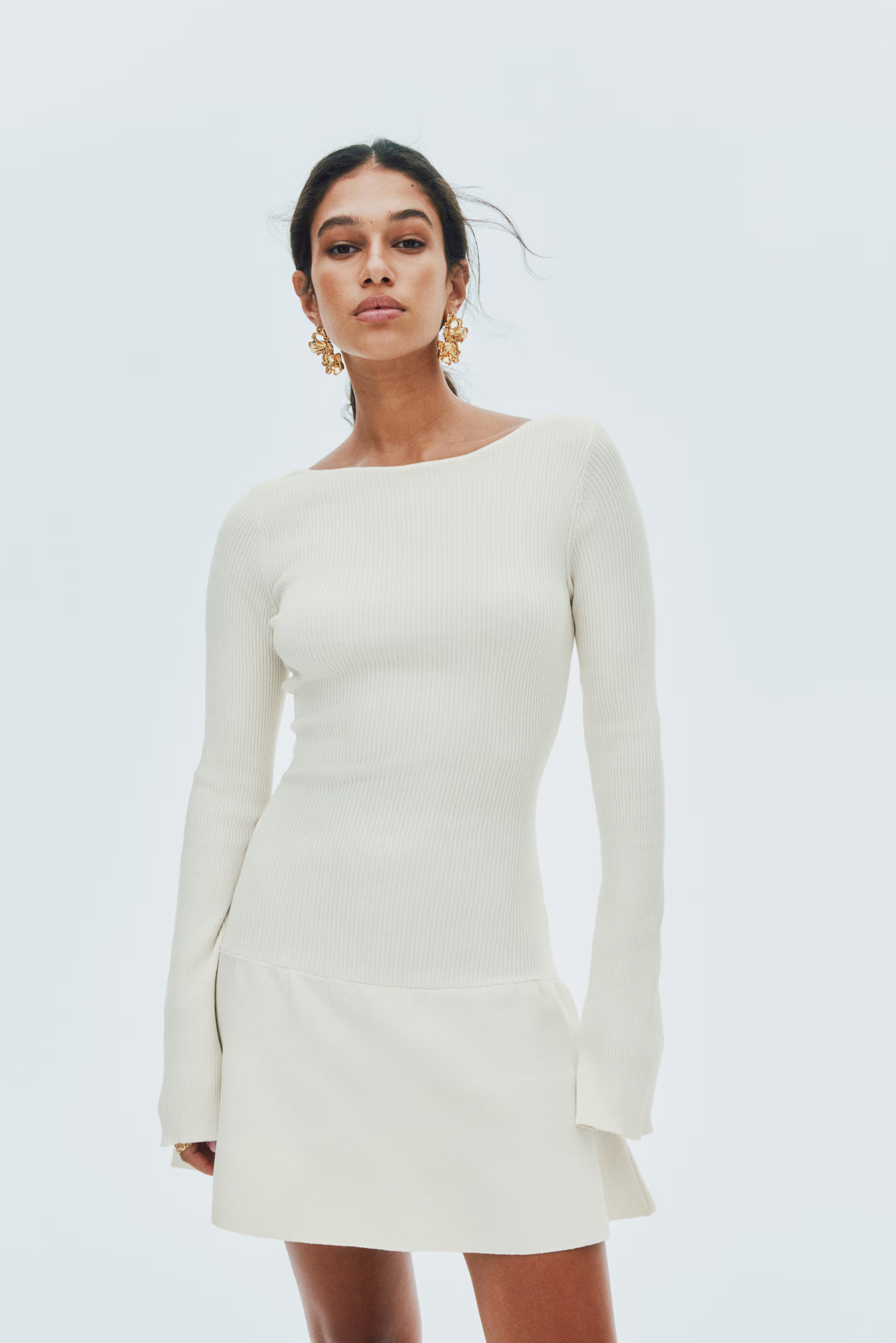 Ribbed flared-skirt dress | H&M (UK, MY, IN, SG, PH, TW, HK)