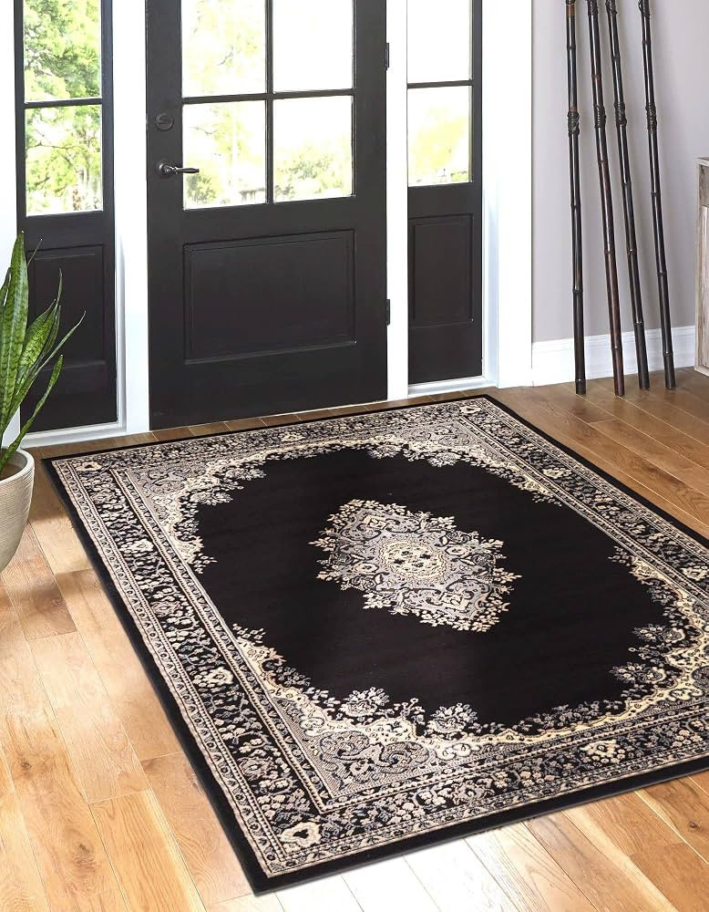 Rugs.com Amaya Collection Rug – 8' x 10' Black Medium Rug Perfect for Living Rooms, Large Dinin... | Amazon (US)