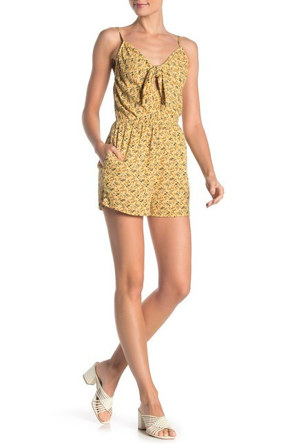 Tie Front Floral Print Romper | Nordstrom Rack
