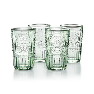 Bormioli Rocco Romantic Glass Drinking Tumbler Victorian Inspired 10.25 Oz Set Of 4 - Pastel Gree... | Bed Bath & Beyond