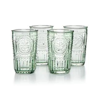 Bormioli Rocco Romantic Glass Drinking Tumbler Victorian Inspired 10.25 Oz Set Of 4 - Pastel Gree... | Overstock