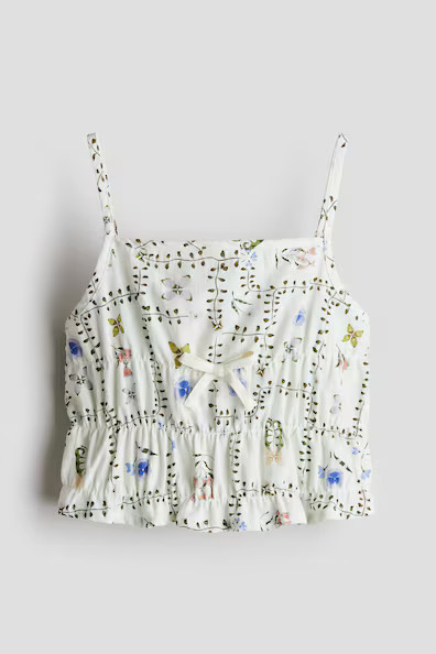 H & M - Smocked Camisole Top - White | H&M (US + CA)