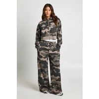 boohoo Women's Camo Print Oversized Wide Leg Jogger Pants | Size: XS | Knitted | boohoo (US & Canada)