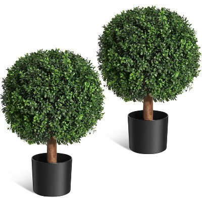 Acekool 24-Inch Artificial Boxwood Topiary Trees, Set of 2 with UV Resistant Pots, Lifelike Faux ... | Target
