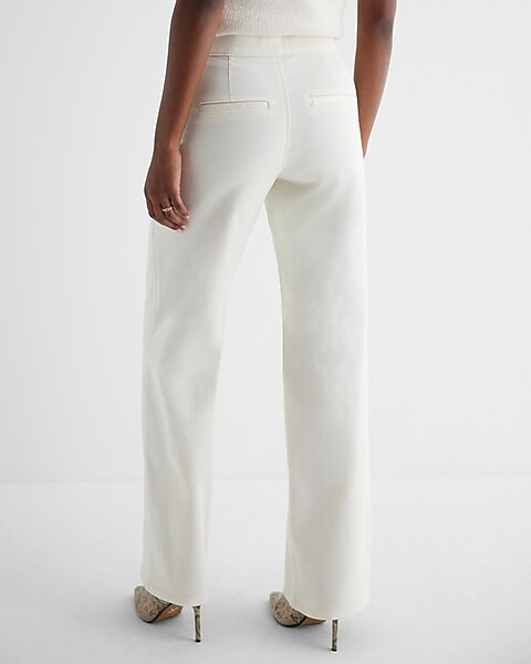 High Waisted Cream Wide Leg Gold Button Jeans | Express