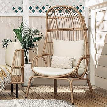 YITAHOME Outdoor Narrow Egg Chair Wicker, Patio Rattan Basket Chair with 370lbs Capacity Indoor E... | Amazon (US)