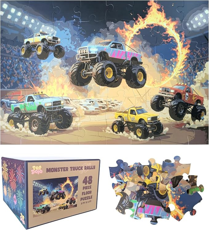 Monster Truck Rally Jumbo Floor Puzzle for Kids - 48 Large Pieces, 3ft x 2ft - Toddler Puzzles, P... | Amazon (US)