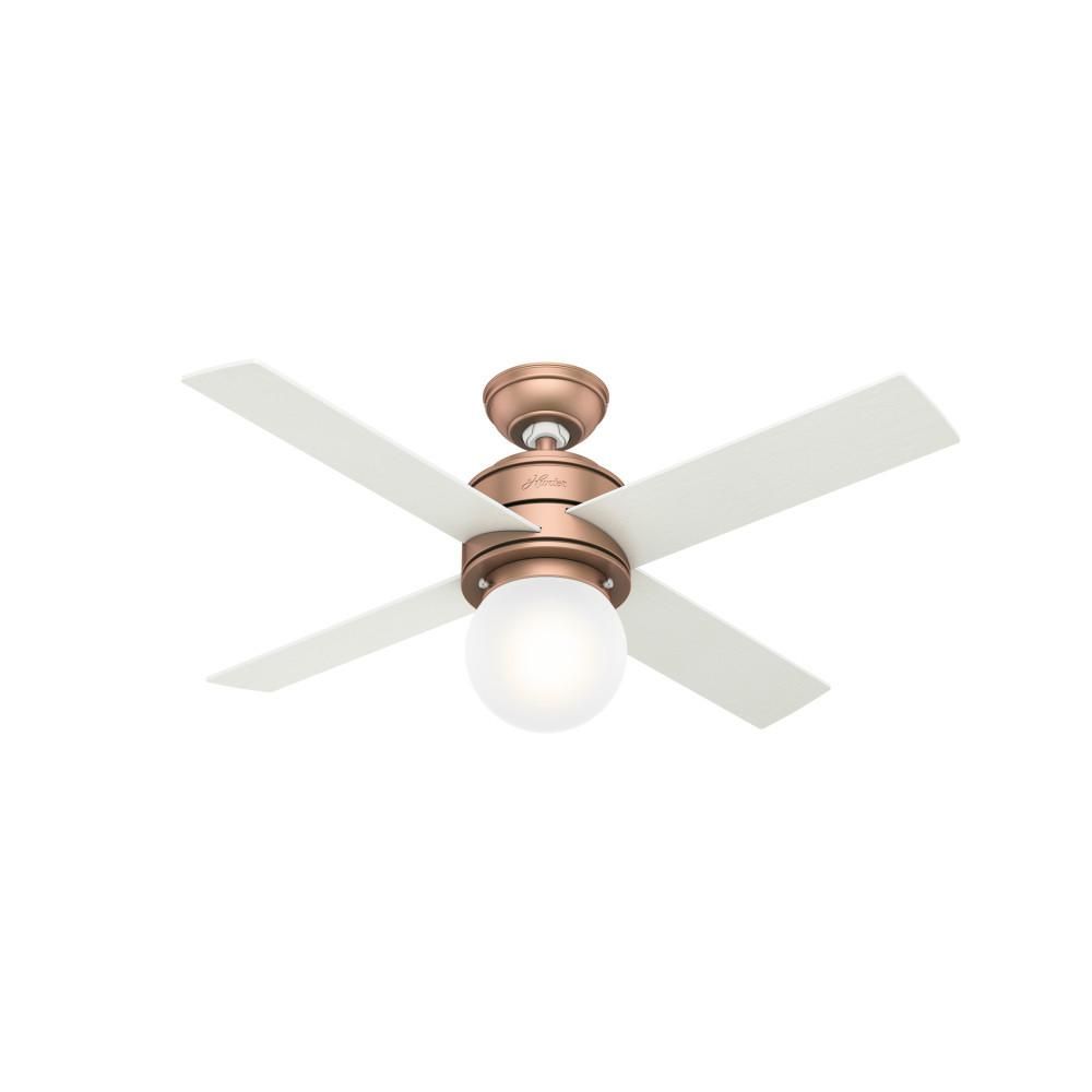 Hunter Hepburn 44 in. LED Indoor Satin Copper Ceiling Fan with Light and Wall Switch 50277 - The ... | The Home Depot