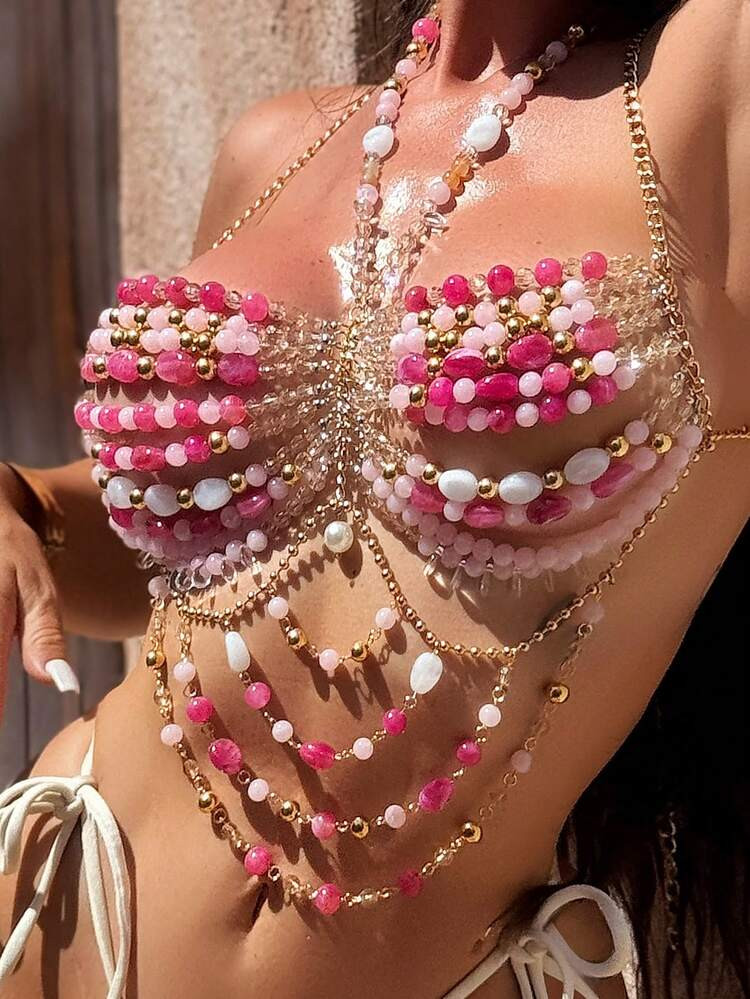Sirith New Summer/Autumn Beach Colorful Beaded Cover-Up, Sexy And Fashionable Design Suitable For Music Festivals, Bohemian Style For Women | SHEIN
