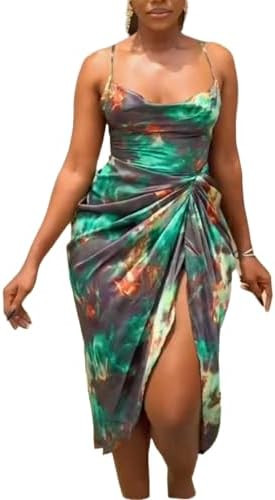 Women's Dress Sling Side Slit Mid Length Pleated | Amazon (US)