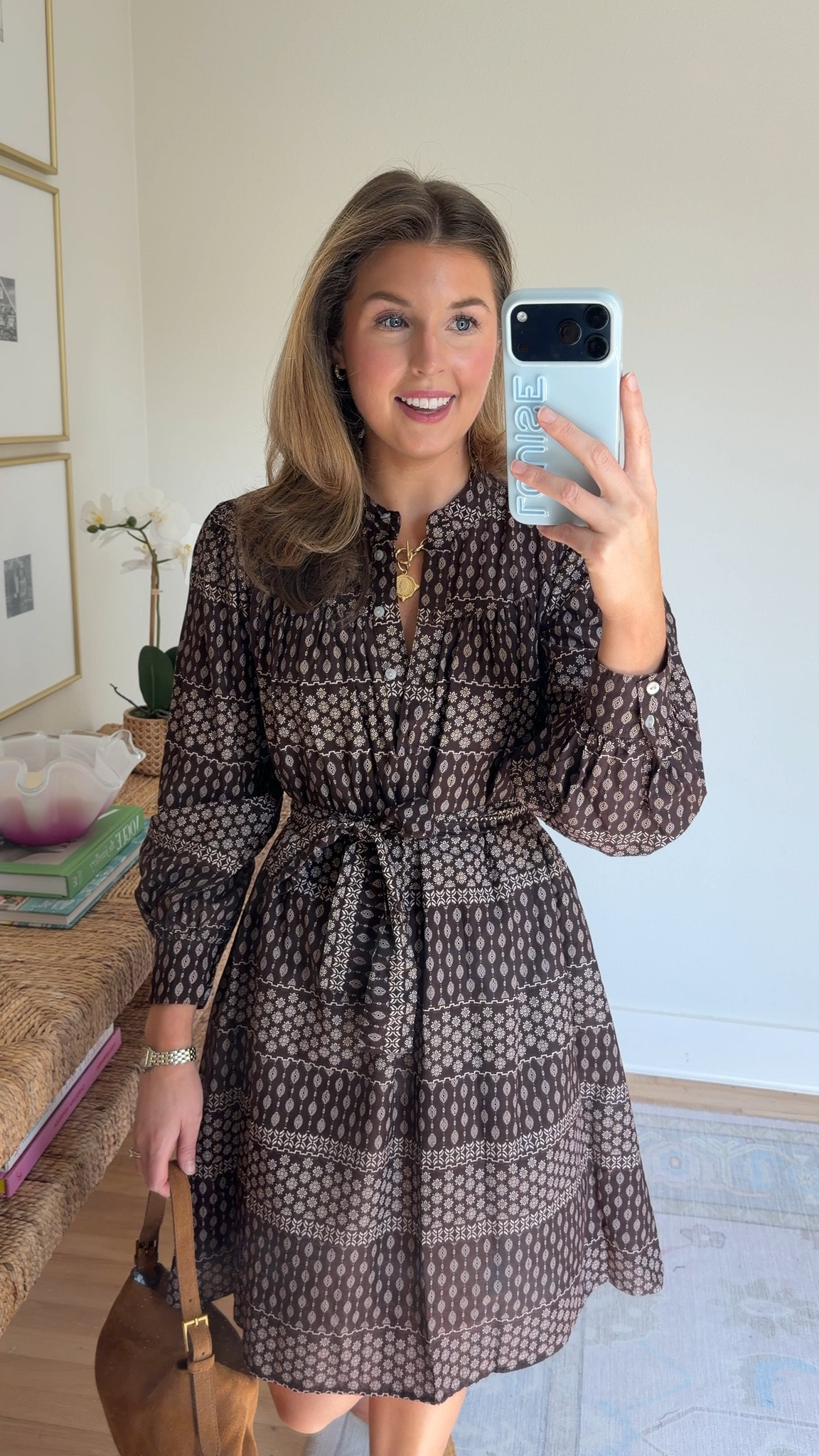 Fall outfit idea! Dress is 100% cotton. Wearing an XS - runs big!