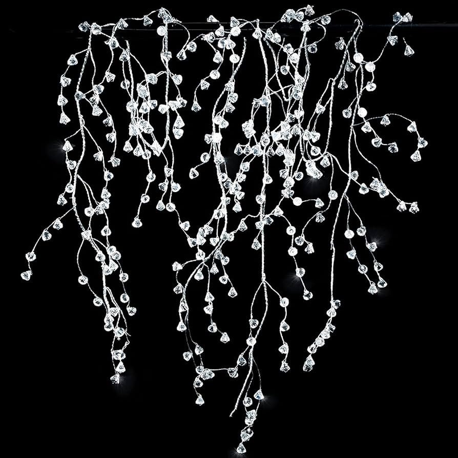 Cheerland Crystal Diamond Ice Wire Garland Steel Wire Clear Acrylic Crystal Garlands Bead Tree Ga... | Amazon (US)