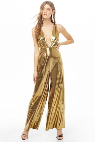 Plunging Metallic Jumpsuit | Forever 21 (US)