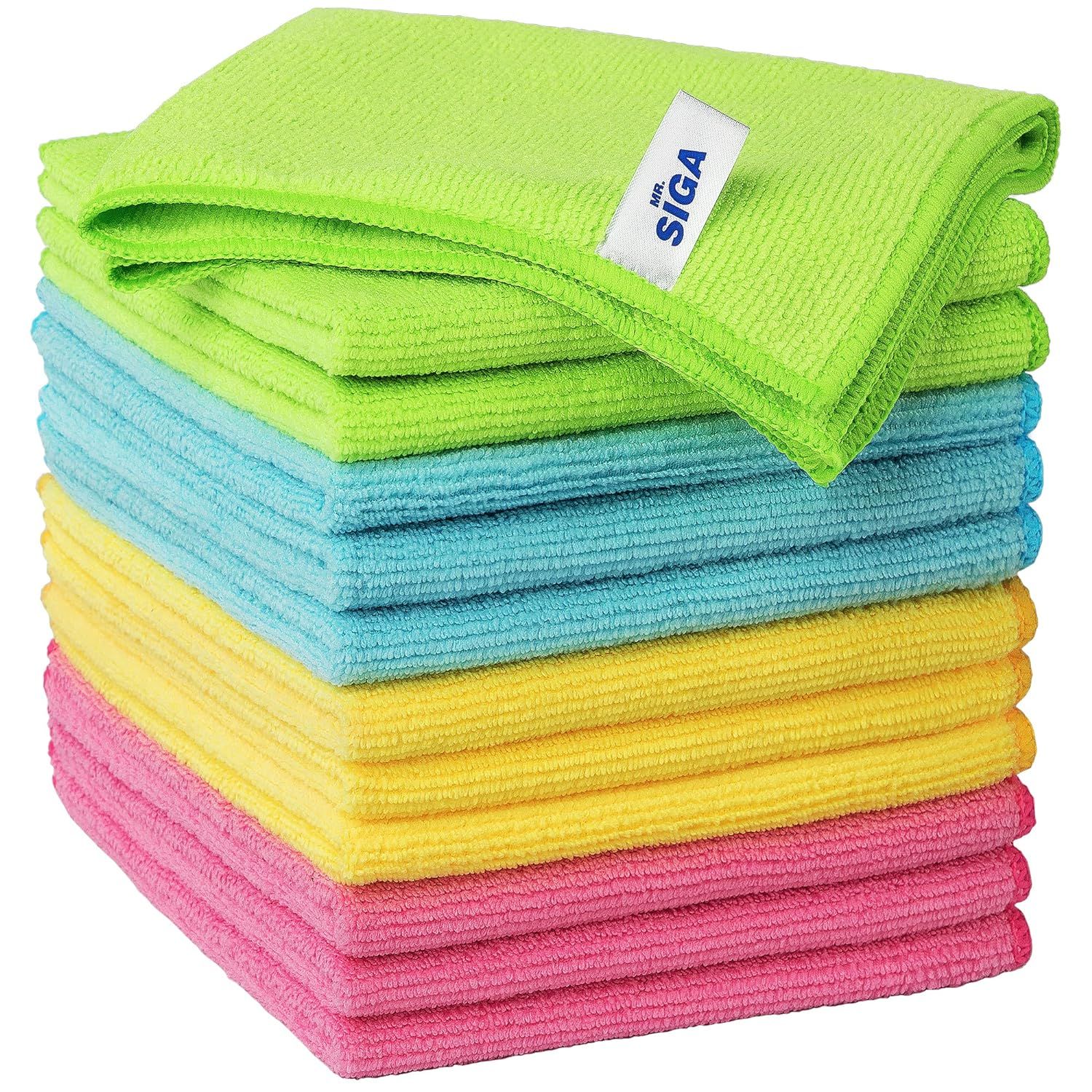 MR.SIGA Microfiber Cleaning Cloth,Pack of 12,Size:12.6" x 12.6" | Amazon (US)