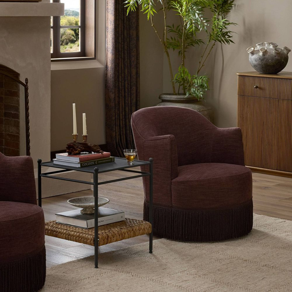 Citrino Fringe Petite Swivel Chair | West Elm (US)