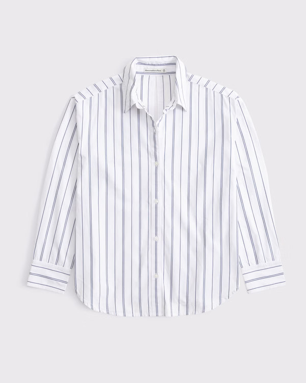 Women's Oversized Tie-Back Poplin Shirt | Women's Tops | Abercrombie.com | Abercrombie & Fitch (US)