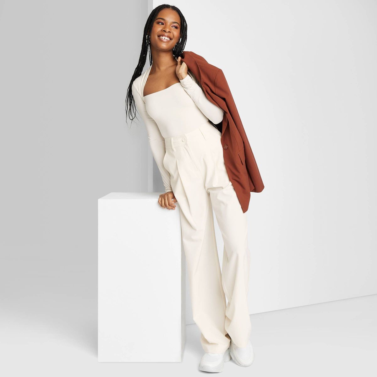 Women's Wide Leg Trousers - Wild Fable™ Off-White 10 | Target