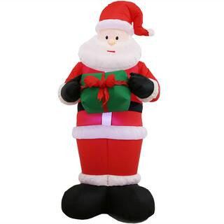 6.1 ft. Santa with Present Outdoor Inflatable Decoration | The Home Depot
