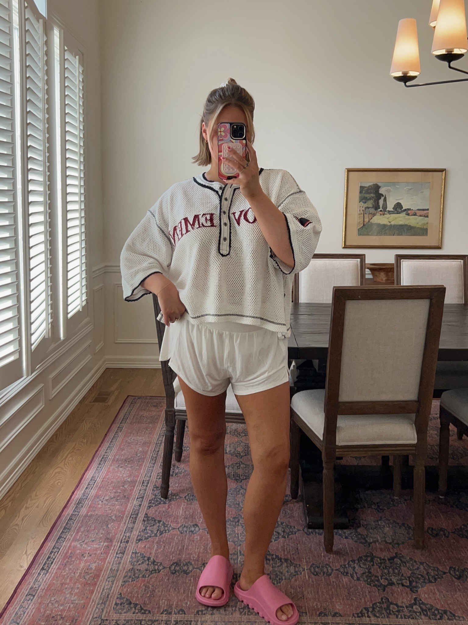 Sandals on sale! Size up actually I’m an 8 I bought the 39/40. Medium in mesh top and shorts. Both super airy and light for summer! 