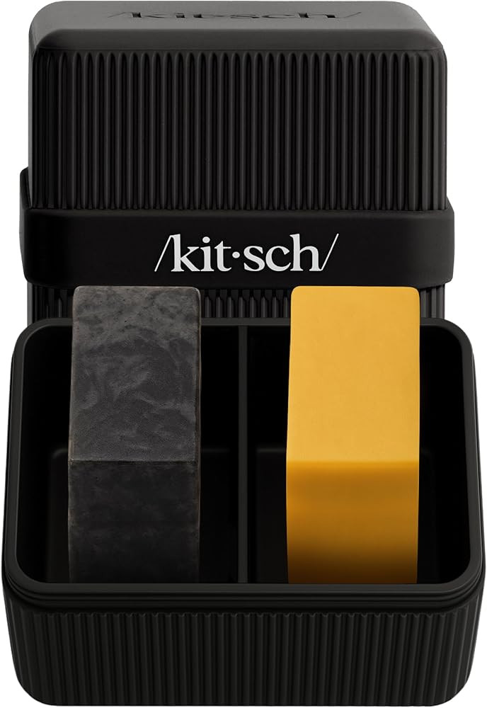 Kitsch 2-Compartment Travel Soap Case – Bar Soap Holder & Organizer, Travel Case for Bars – TSA-Approved – Lightweight, Durable, Leak-Proof, Made from Recycled Plastic – Black | Amazon (US)