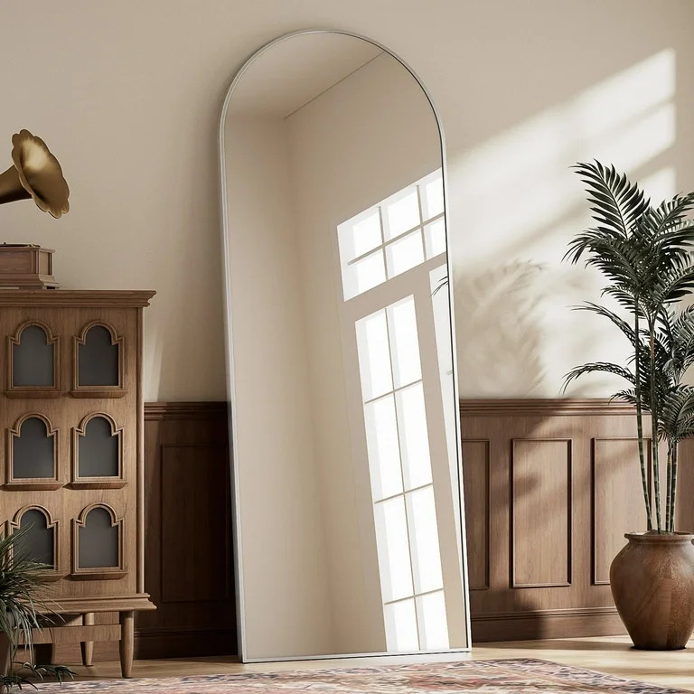 BEAUTYPEAK 64"x 21" Full Length Mirror Arched Standing Floor Mirror Full Body Mirror,Silver | Walmart (US)