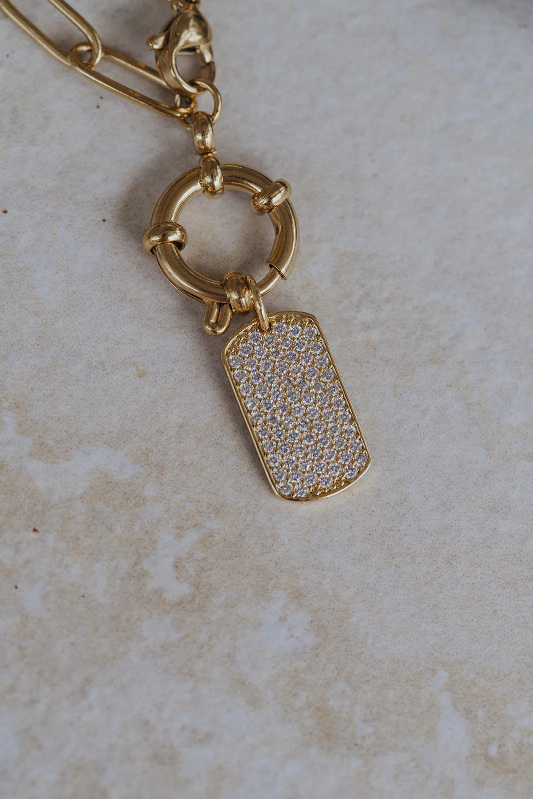 Jacqueline Crystal 316L Stainless Steel Mini Dog Tag Necklace | KC Chic Designs