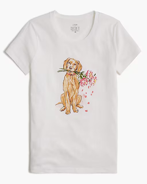 Short-sleeve dog with flowers graphic tee | J.Crew Factory