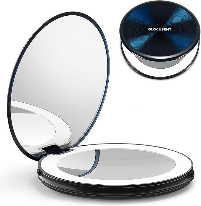 Glocusent Compact Makeup Mirror, 2-Sided 1X/10X Magnification, 40 LED Lighted Makeup Mirror, Hand... | Amazon (US)