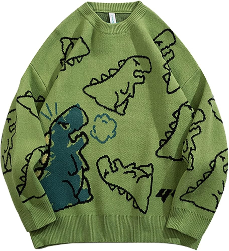 Women's Dinosaur Sweater Cable Knit Cute Kawaii Vintage Oversized Casual Graphic Unisex Pullover ... | Amazon (US)