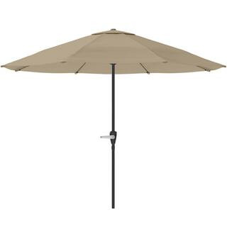 9 ft. Aluminum Outdoor Market Patio Umbrella with Hand Crank Lift in Sand | The Home Depot