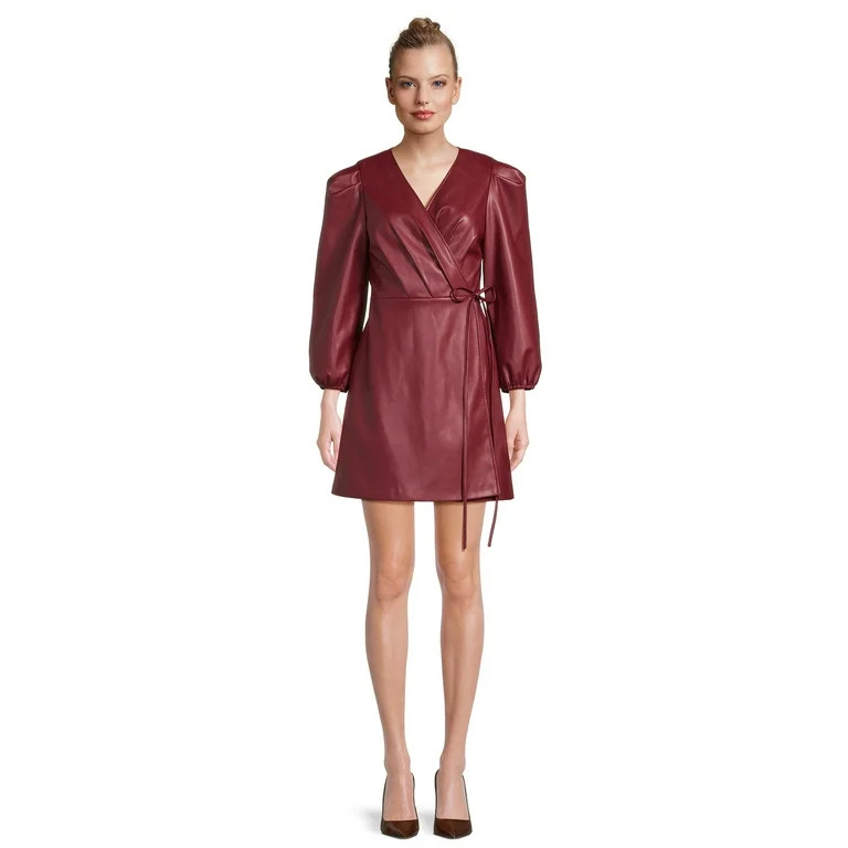 BCBG Paris Women's Faux Leather Wrap Dress, Sizes XS-XXL | Walmart (US)