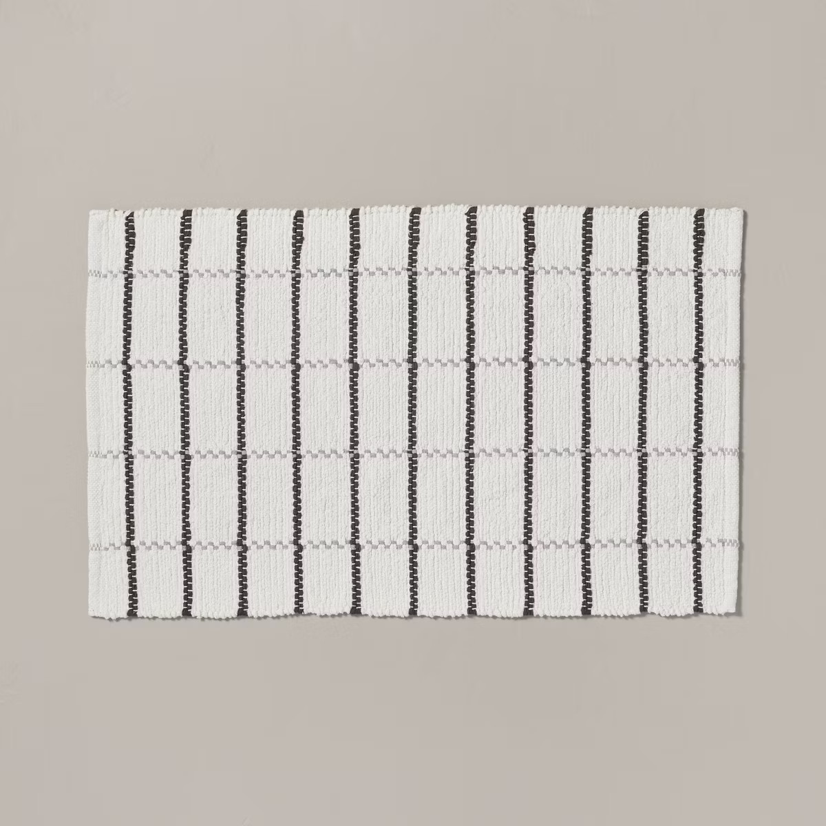 20"x32" Grid Weave Bath Rug Cream/Gray - Hearth & Hand™ with Magnolia: Woven Cotton, Machine Wa... | Target