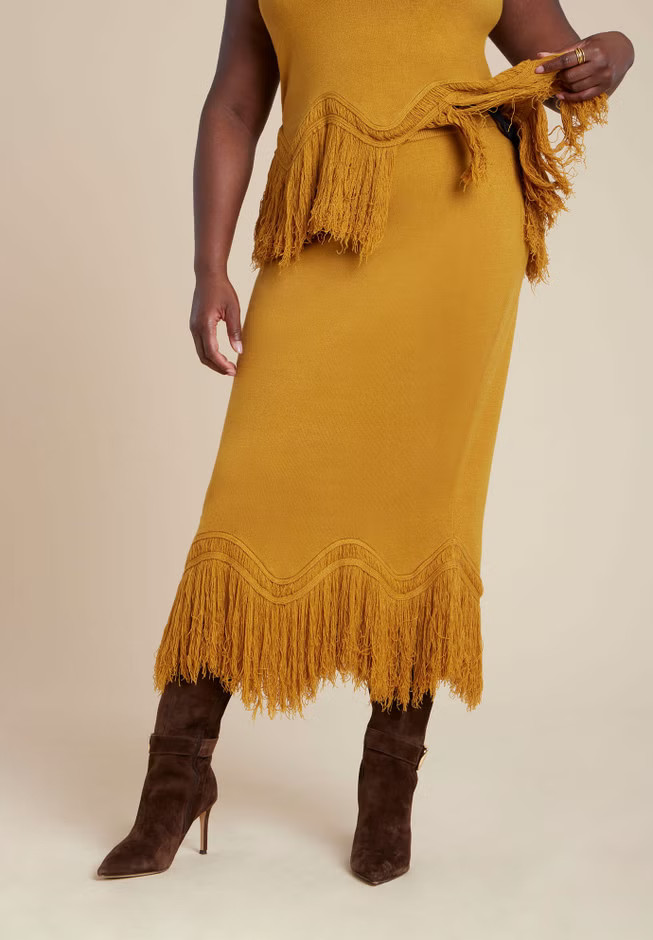 Fringe Hem Sweater Skirt | Eloquii