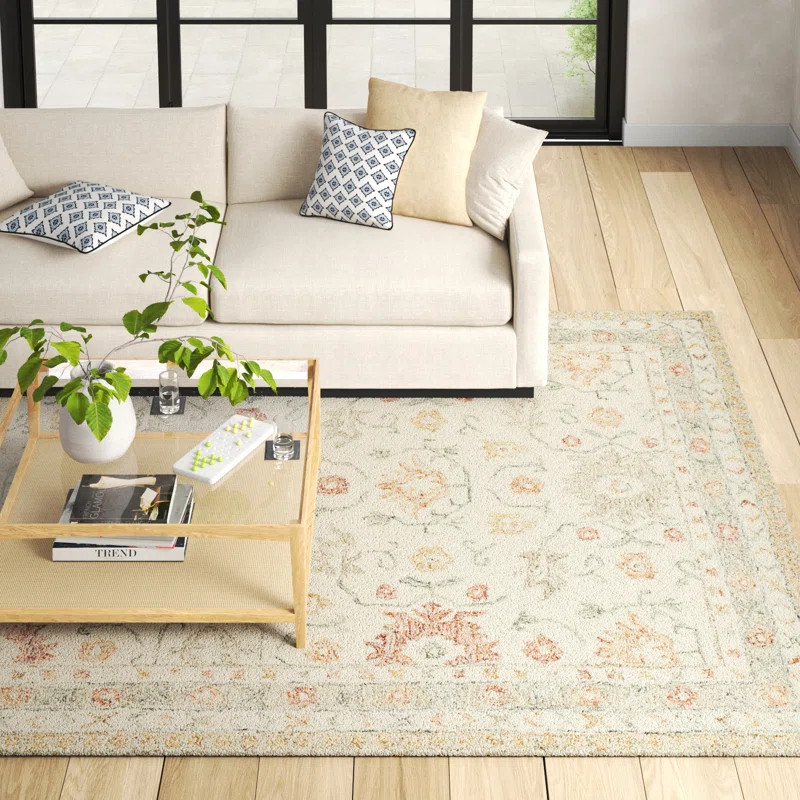 Aden Handmade Hand Hooked Wool Ivory/Rust Rug | Wayfair North America