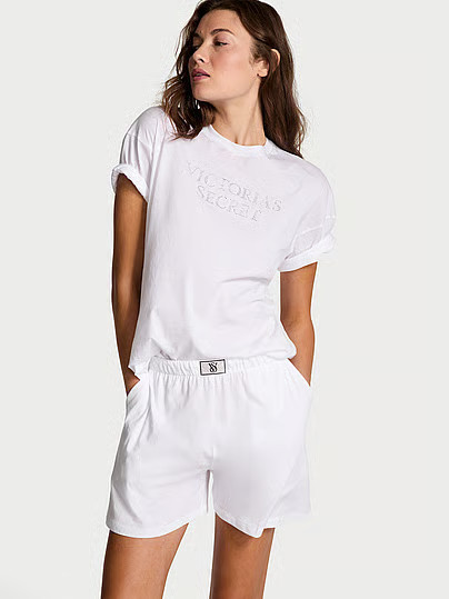 100% Cotton Shine Short Pajama Set, White/ivory, S - Women's Sets - Victoria's Secret | Victoria's Secret (US / CA )