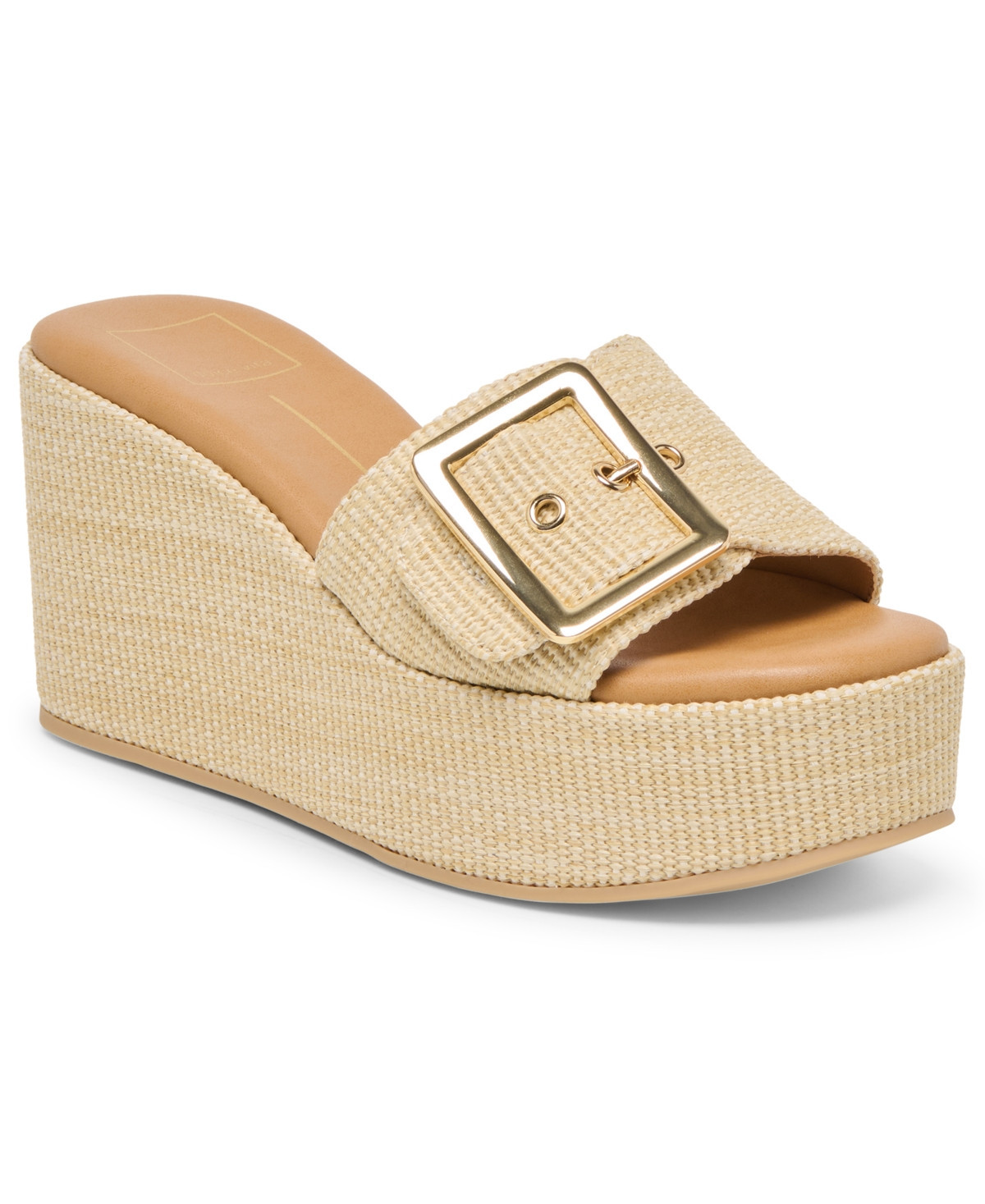 Dolce Vita Women's Jilian Raffia Buckle Platform Slide Wedge Sandals - Light Natural Raffia | Macy's