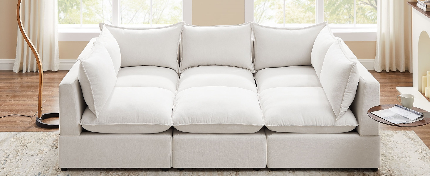 Modular Sectional Sofa, Convertible U Shaped Sofa Couch, Modular Sectionals with Ottomans, 6 Seat... | Amazon (US)