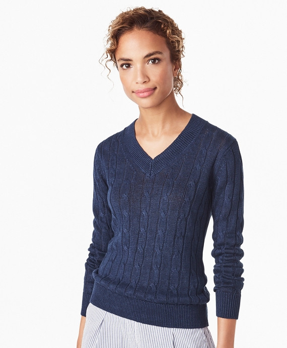 Cable-Knit Linen Sweater | Brooks Brothers