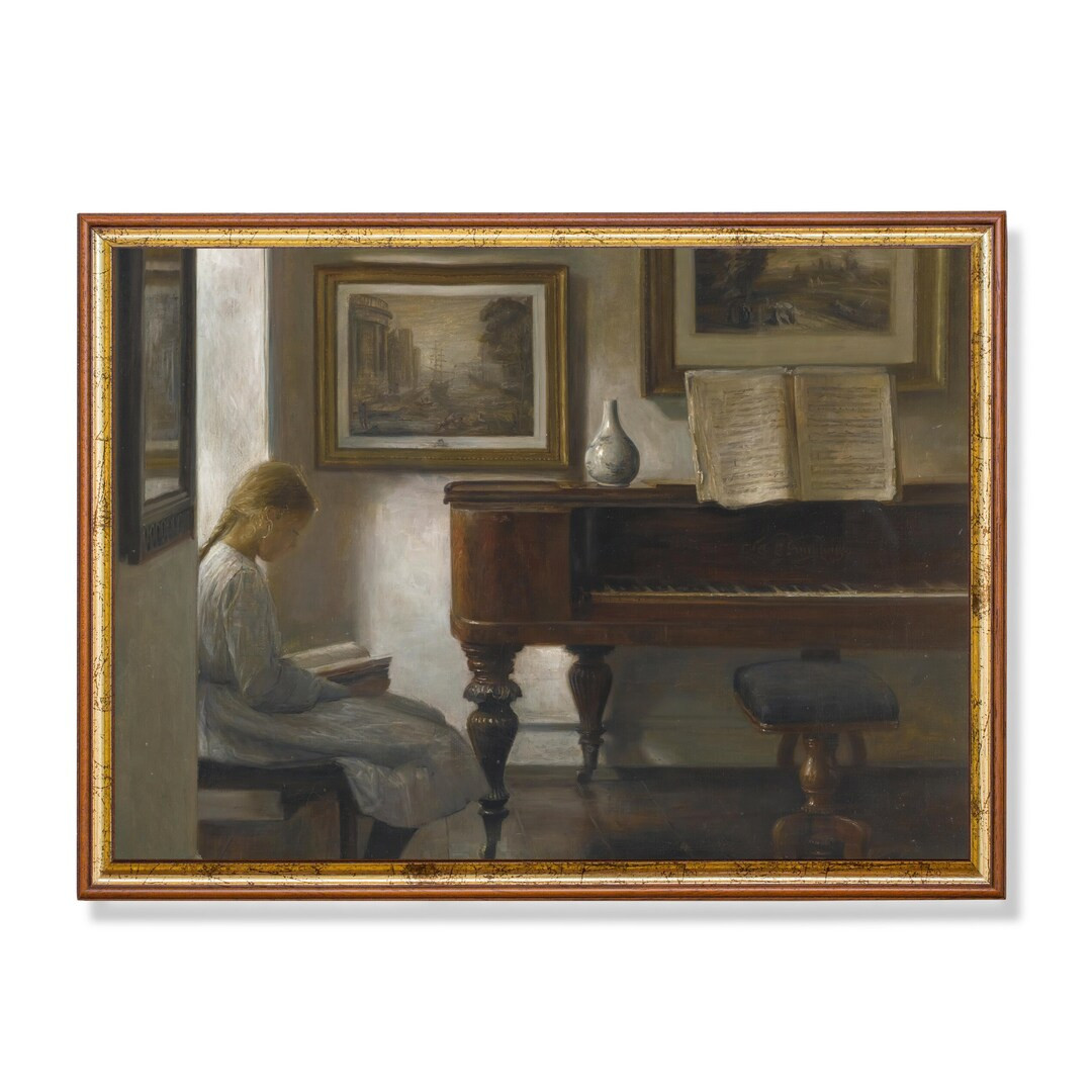 Vintage Portrait Painting  Girl Reading a Book  Still Life - Etsy | Etsy (US)