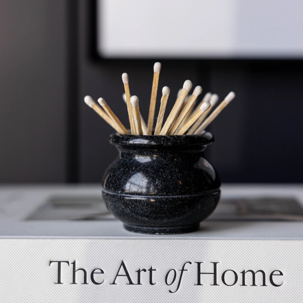 Black Marble Match Holder | By Luxe B Co. | luxe bCO