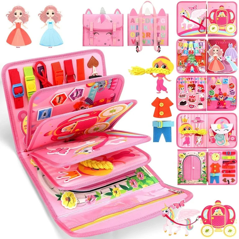 Flybay Busy Board Montessori Toys for Girls, Busy Book for 1-3 Year Old, Sensory Educational Acti... | Walmart (US)