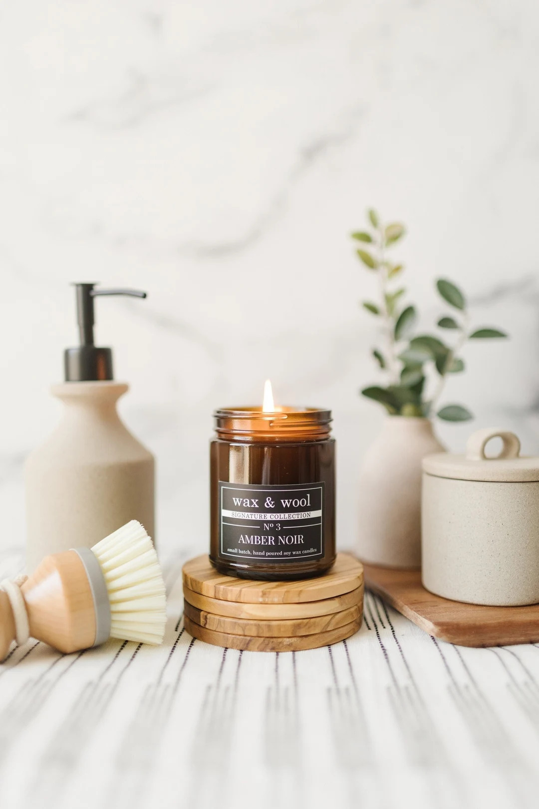 No.3 - Amber Noir - 9oz Amber Jar Pure Soy Wax Candle with Lid | Etsy (US)