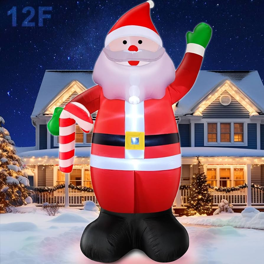 TURNMEON 12 Foot Super Giant Christmas Inflatable Santa Claus Decorations Outdoor, Blow Up Santa ... | Amazon (US)