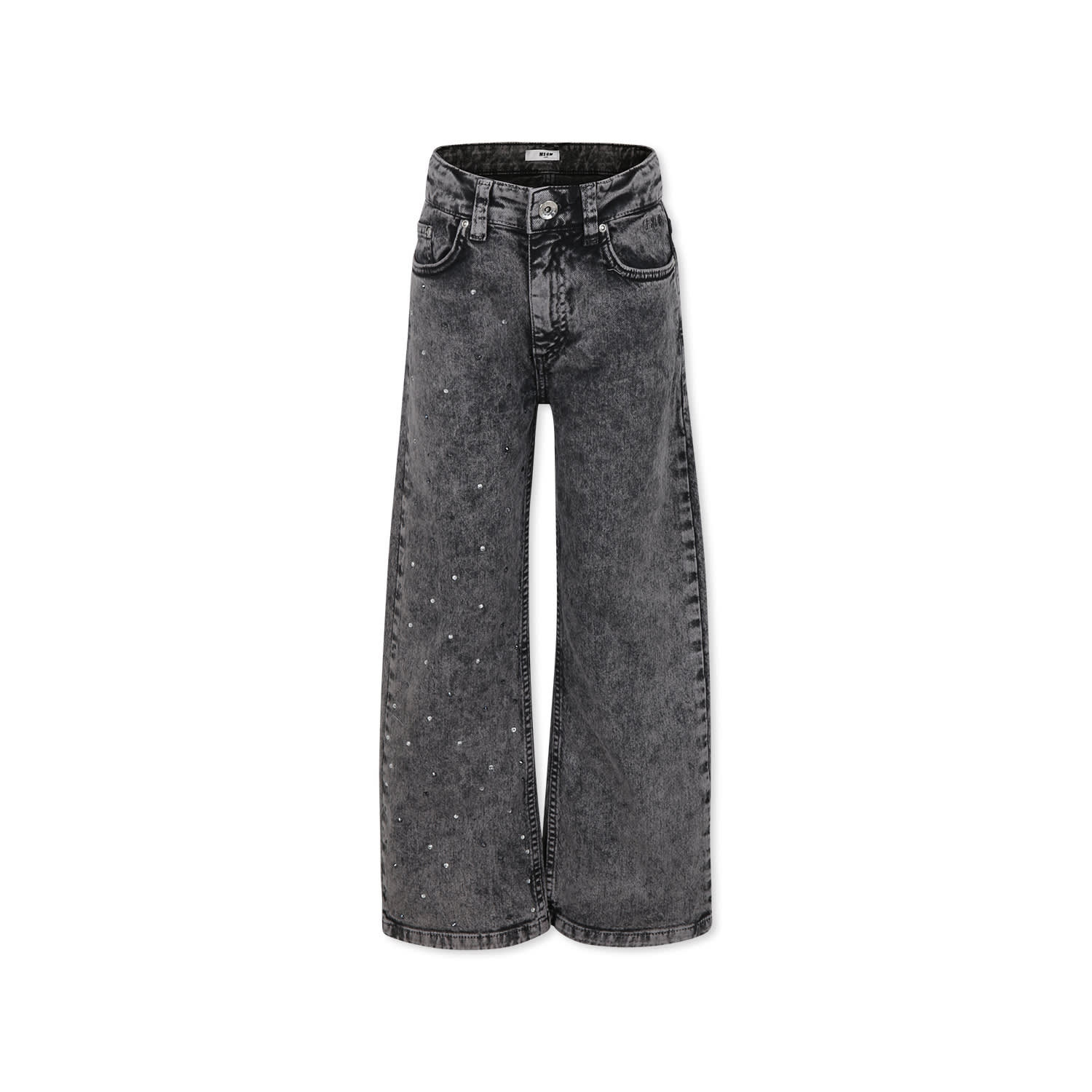 MSGM Grey Jeans For Girl With Rhinestones | Italist.com US