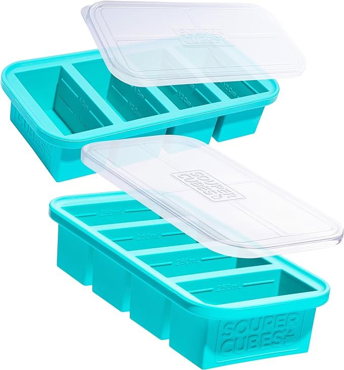 Souper Cubes 1 Cup Silicone Freezer Tray With Lid - Easy Meal Prep Container and Kitchen Storage ... | Amazon (US)