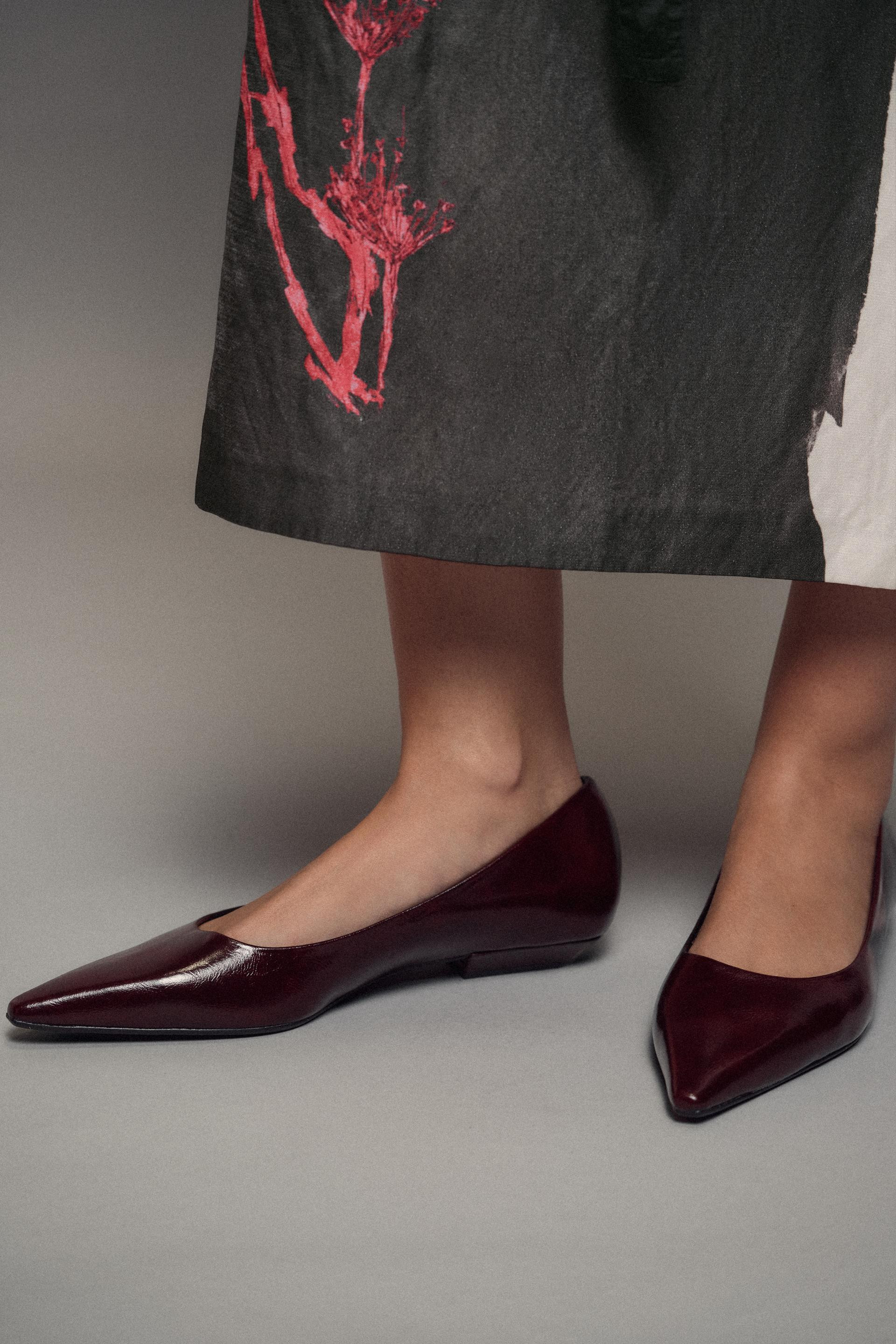 Zara - Patent-Effect Shoes - Burgundy Red - 11 - Woman | Zara US