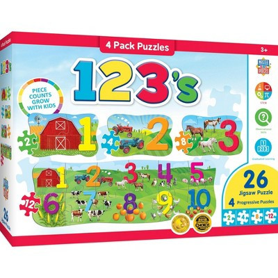 MasterPieces 26 Piece Puzzle for Kids - 123 on the Farm 4-Pack - 22.5"x8" | Target
