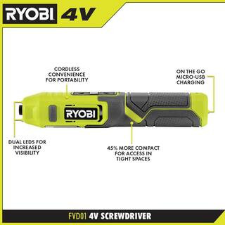 ExclusiveRYOBI4V Cordless 1/4 in. Screwdriver(188) | The Home Depot