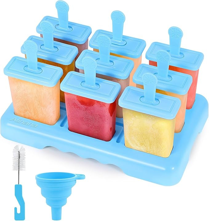 Ice Lolly Moulds with Sticks, 9 Cavities Popsicle Mould, Food Grade BPA-Free Ice Pop Moulds, DIY ... | Amazon (UK)