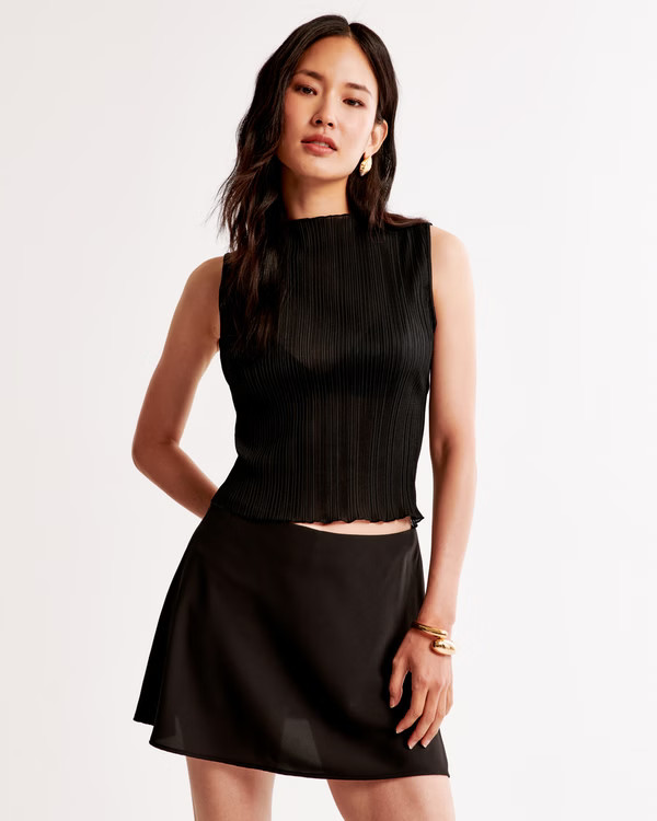 Pleated Wrap Mini Skort | Abercrombie & Fitch (US)